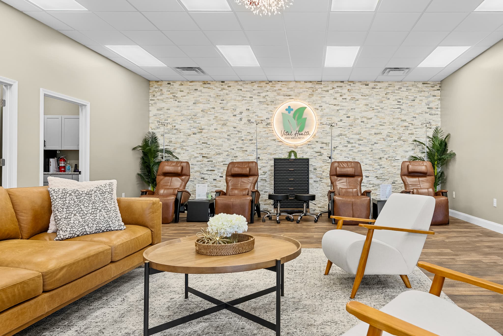 The IV lounge waiting area at Vital Health and Wellness