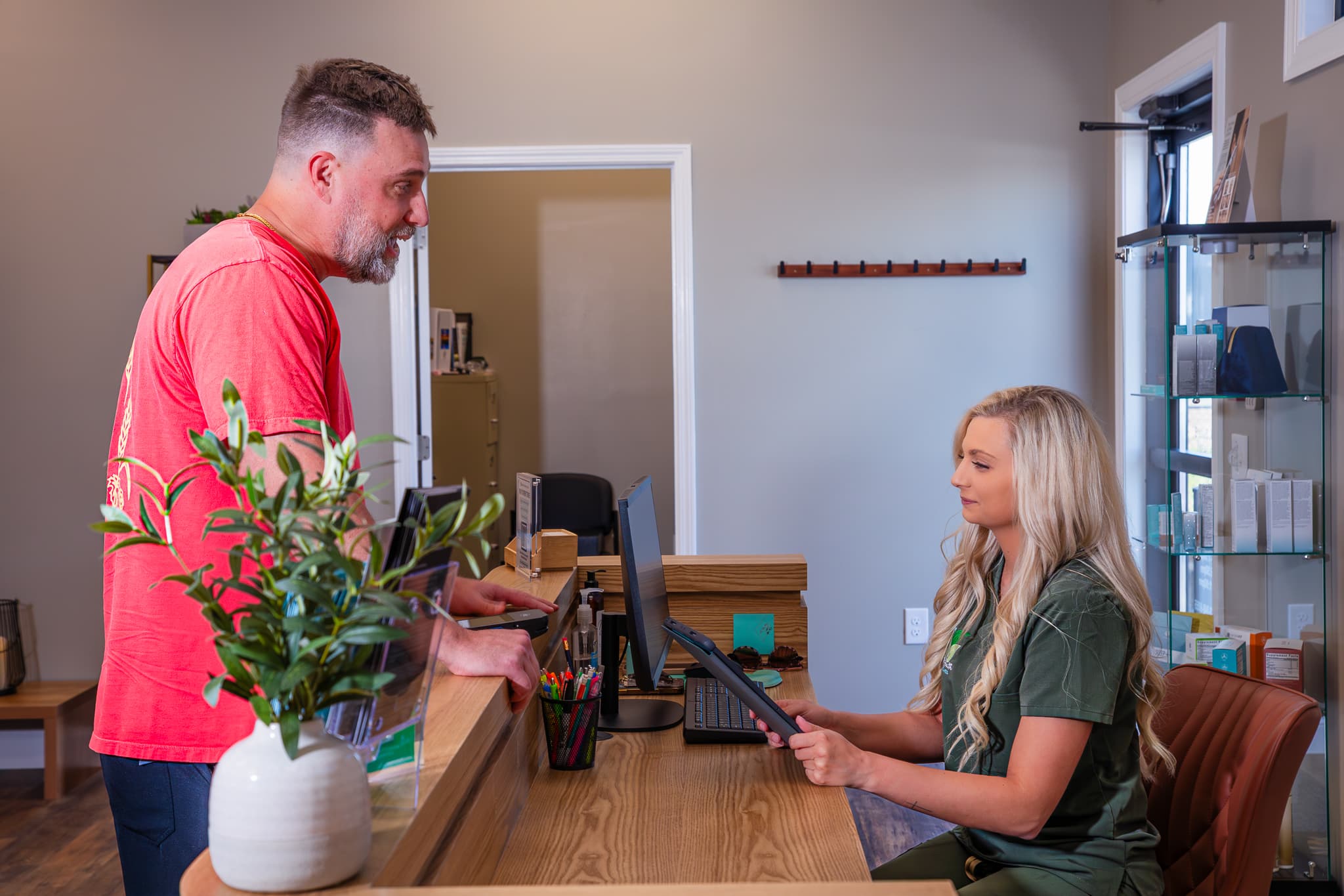 The Vital Health and Wellness front desk and reception area
